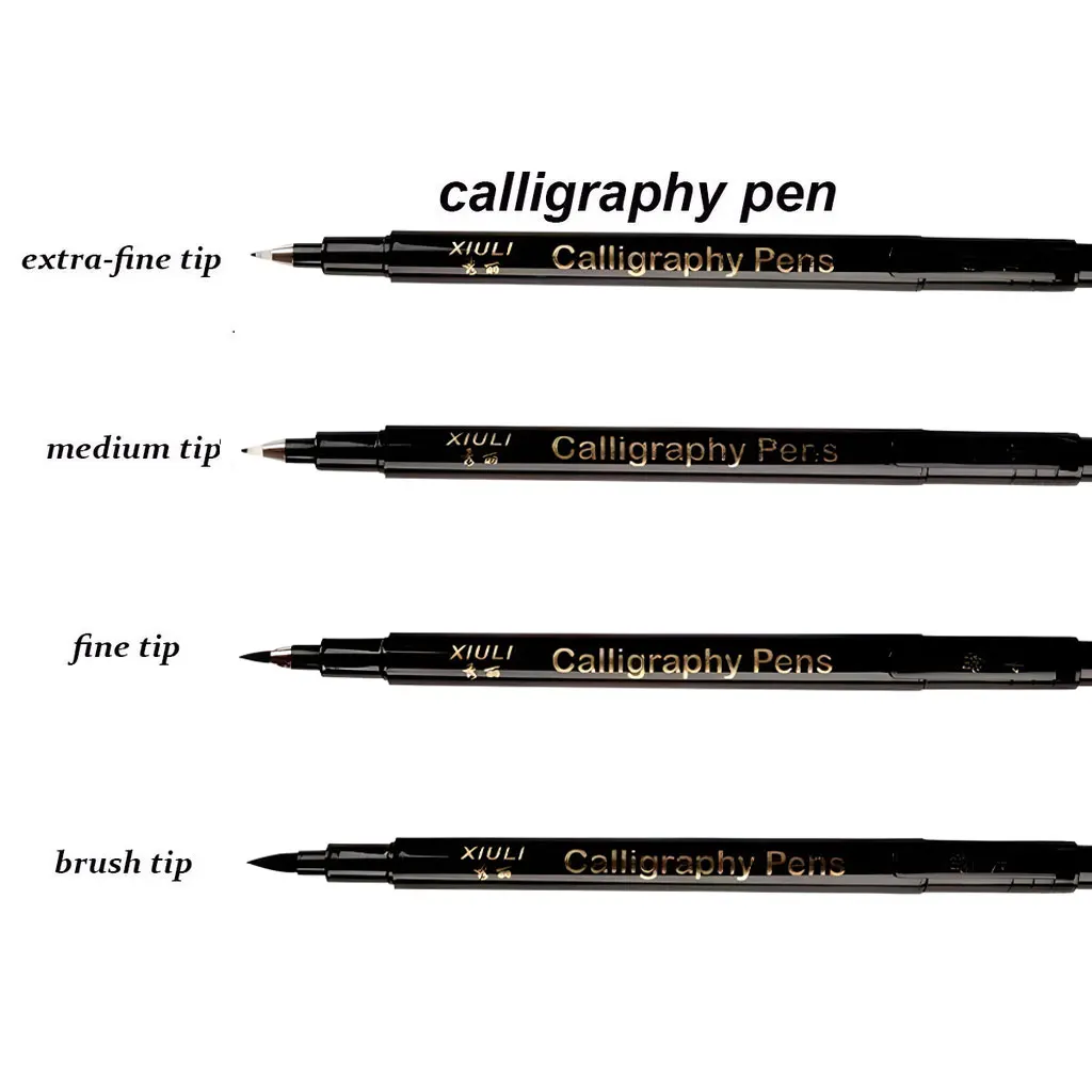 4 PCS/Set Calligraphy Art Marker Pens Brush Pen Art Marker Craft Supplies Art Writing Office School Supplies Stationery Student