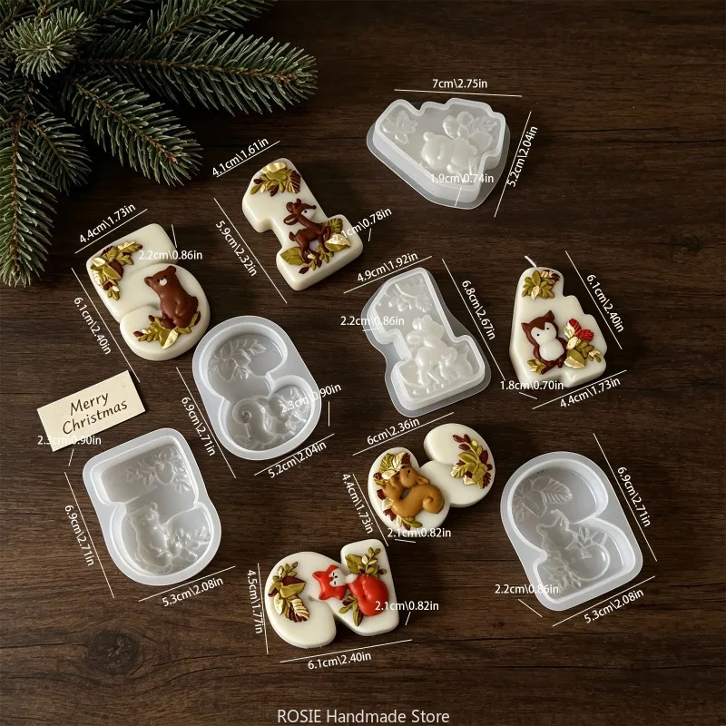 Birthday Candle Digital Silicone Mold DIY Embossed Deer Leaf Birthday Cake Decorations Home Biscuit Making Tools