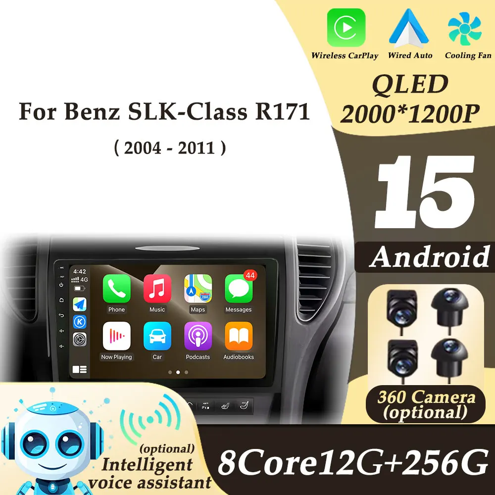 

For Benz SLK-Class R171 2004 - 2011 Wireless CarPlay Android Auto Car Radio Multimedi Player Auto Tools 2K QLED WIFI GPS Navi BT