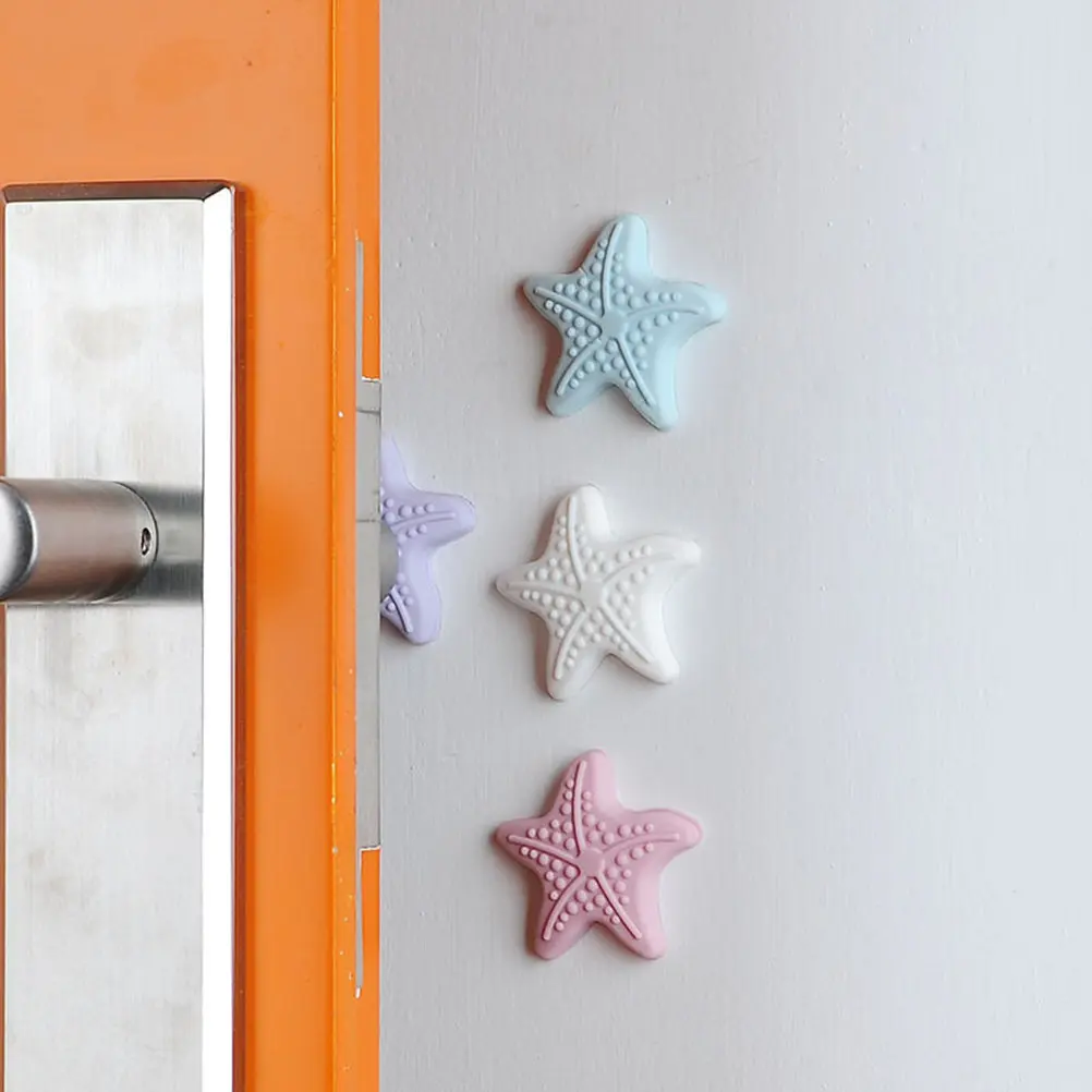 4Pcs Wall Mounted Door Knob Bumper Guard Star Shape Adhesive Pads for Cabinet Fridge Door Anti Noise Anti Scratch