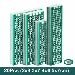 20pcs/lot PCB Prototype Board Circuit Prototboard Universal Stripboard Prototyping Veroboard 2x8 3x7 4x6 5x7 5Pcs Each Mix Green