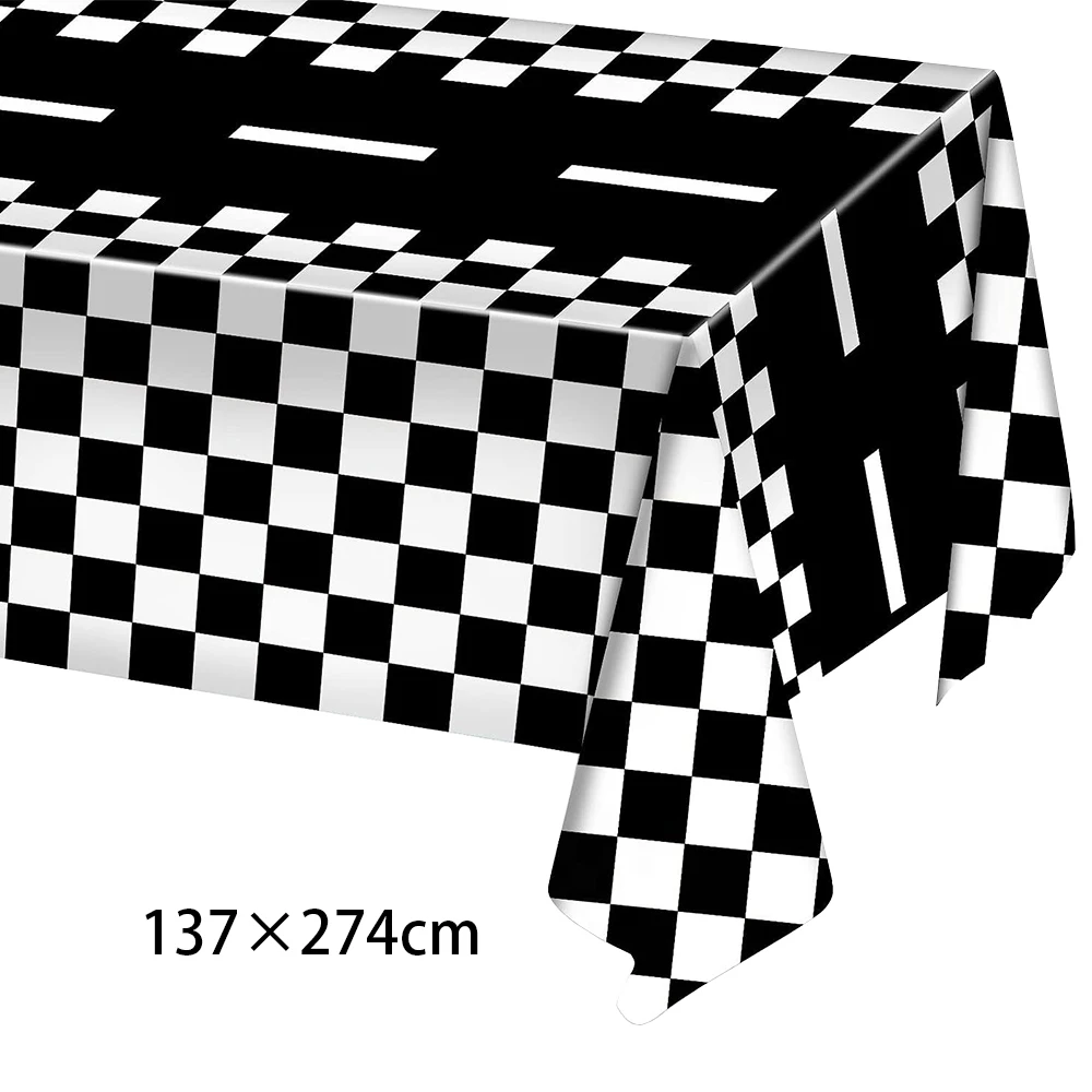 Checkered flag Race car party Banner flag Tablecloth decor Race car balloon Racetrack boy Racing theme birthday party decoration