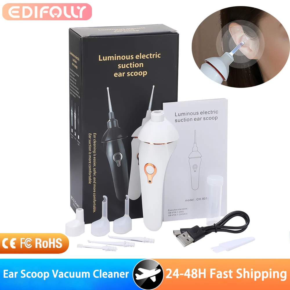

Electric Ear Cleaner Cordless Luminous Painless Vacuum Ear Wax Pick Remover Ear Cleaning Device for Kid Adult Health Care