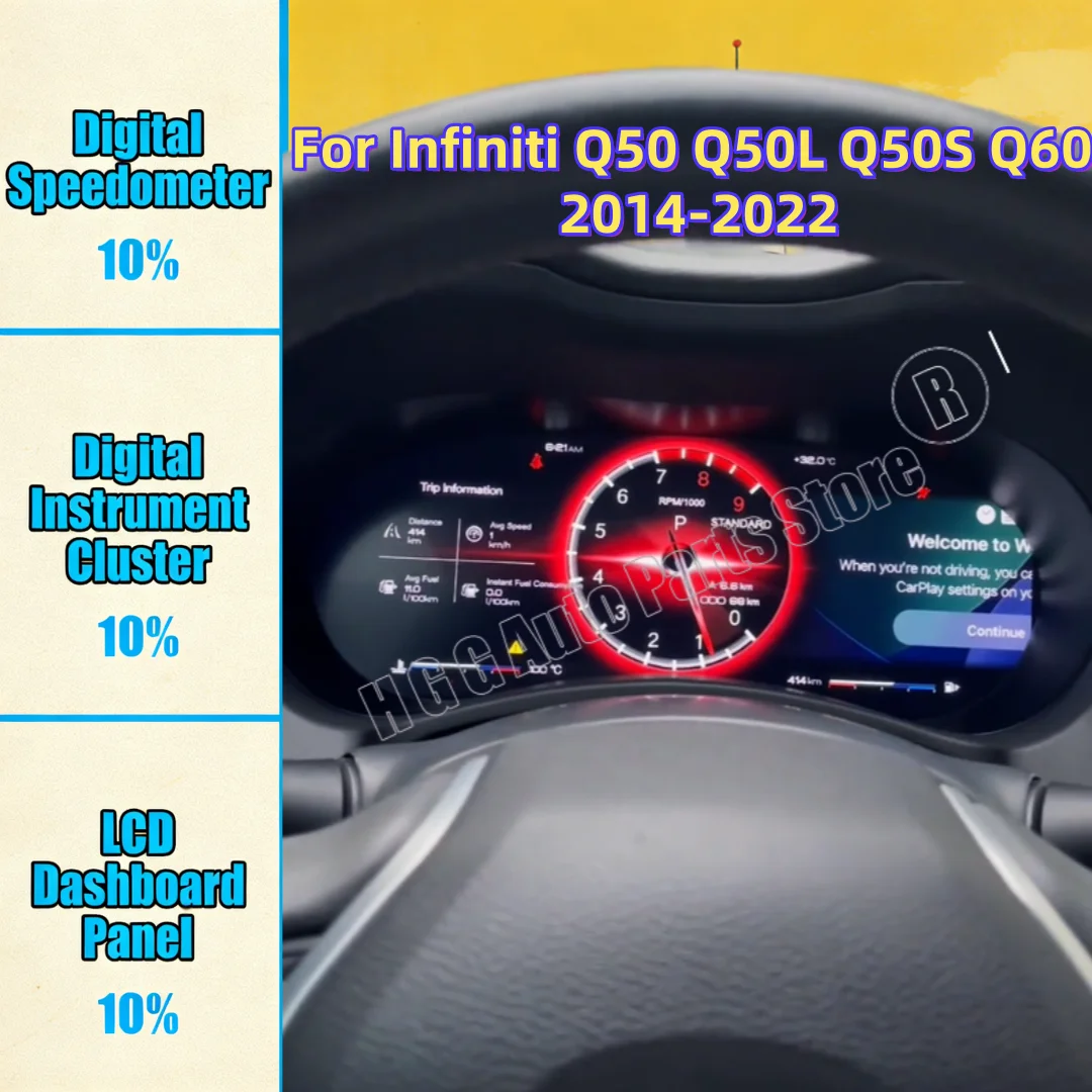 

For Infiniti Q50 Q50L Q50S Q60 2014~2022 Carplay Digital LCD Cluster Car Dashboard Panel Virtual Instrument Cluster Replacement