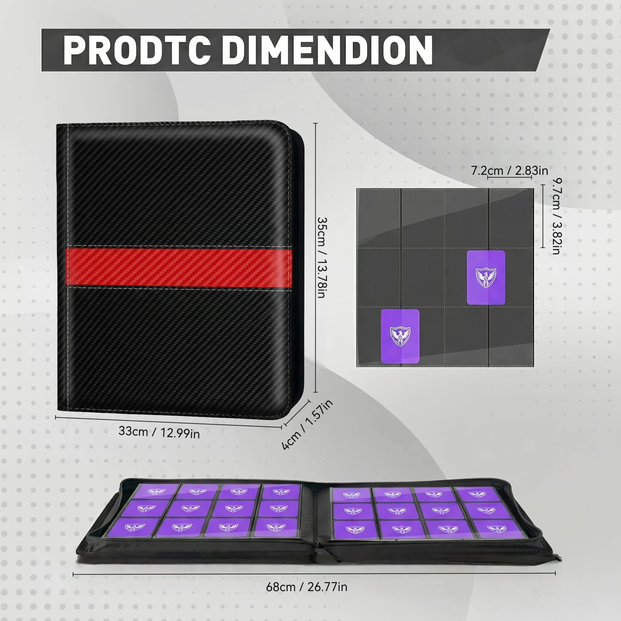 แฟ้มใส่การ์ดสะสมระดับพรีเมียม, 12 ช่อง, ใส่การ์ดได้ 480 ใบ, พร้อมหน้าในแบบสองด้าน 20 หน้า, ดีไซน์แบบซิป, พร้อมซองใส่การ์ดแบบโชว์, ช่องใส่การ์ดด้านข้าง, ใช้ได้กับการ์ดฟุตบอล, การ์ดบาสเกตบอล, การ์ดเบสบอล, การ์ดสะสม, เหมาะสำหรับการ์ด Mtg และ TCG อื่นๆ, แฟ้มเก็บการ์ด, เหมาะสำหรับการ์ดขนาดมาตรฐาน, นักสะสมของที่ระลึก, ของขวัญวันหยุด