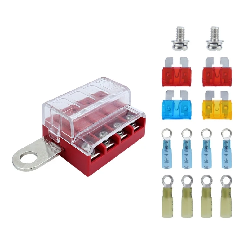 32V Fuses Block 4 Circuits Waterproof Marine Relays Box set with Damp Proof Cover Upgrades for Automotive Truck Boat