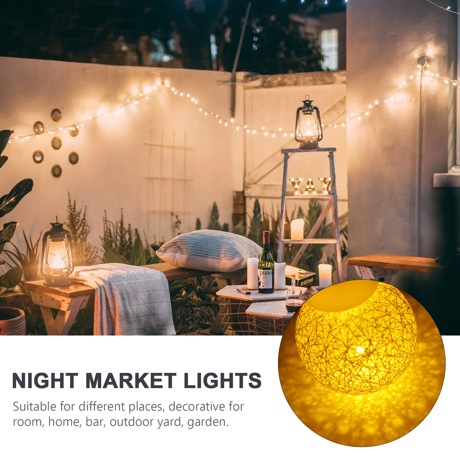 

10 Pcs Night Market Lamp Decoration Small Lights Tiny Led Balls Mini Cotton Thread