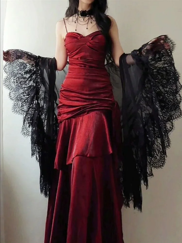 

Lace Oversized Shawl Layered Over Vintage Lolita-Style Baroque-Inspired Retro Chiffon Silk Solid-Color Spring/Summer Sun Protect