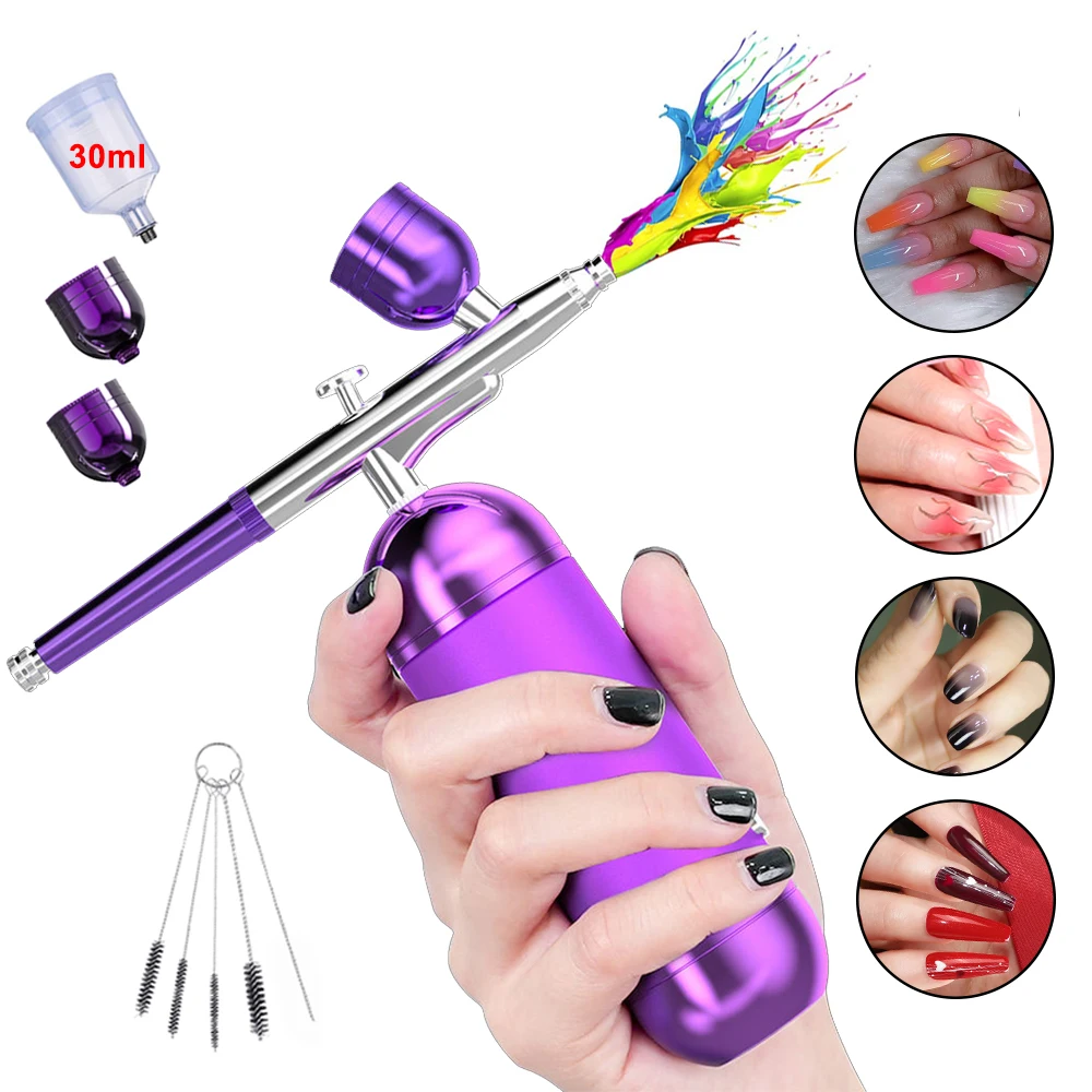 

Airbrush Nails Art with Compressor For Cake Pastry Airbrush Mini Portable Nail Art Paint Air Brush Varnish Spray Gel Gun W-616B