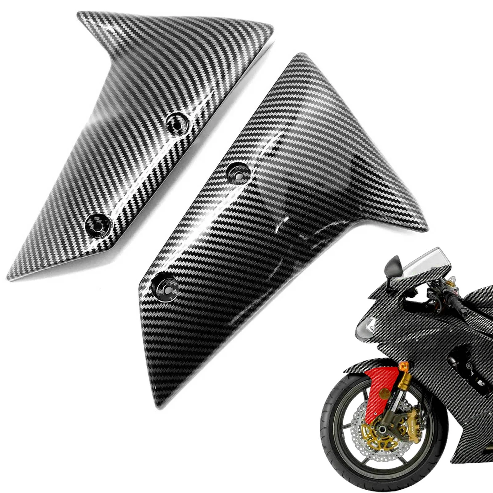 

Carbon Fiber Pattern Front Mudguard Side Panels Frame Fender Fairing Cowls for kawasaki zx6r zx 6r 2005 - 2006