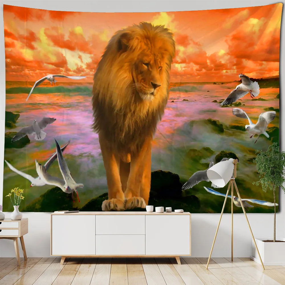 Home tapestry wall hanging hippie room wall art decoration blanket hanging on the wall tiger, leopard, animal forest tapestry