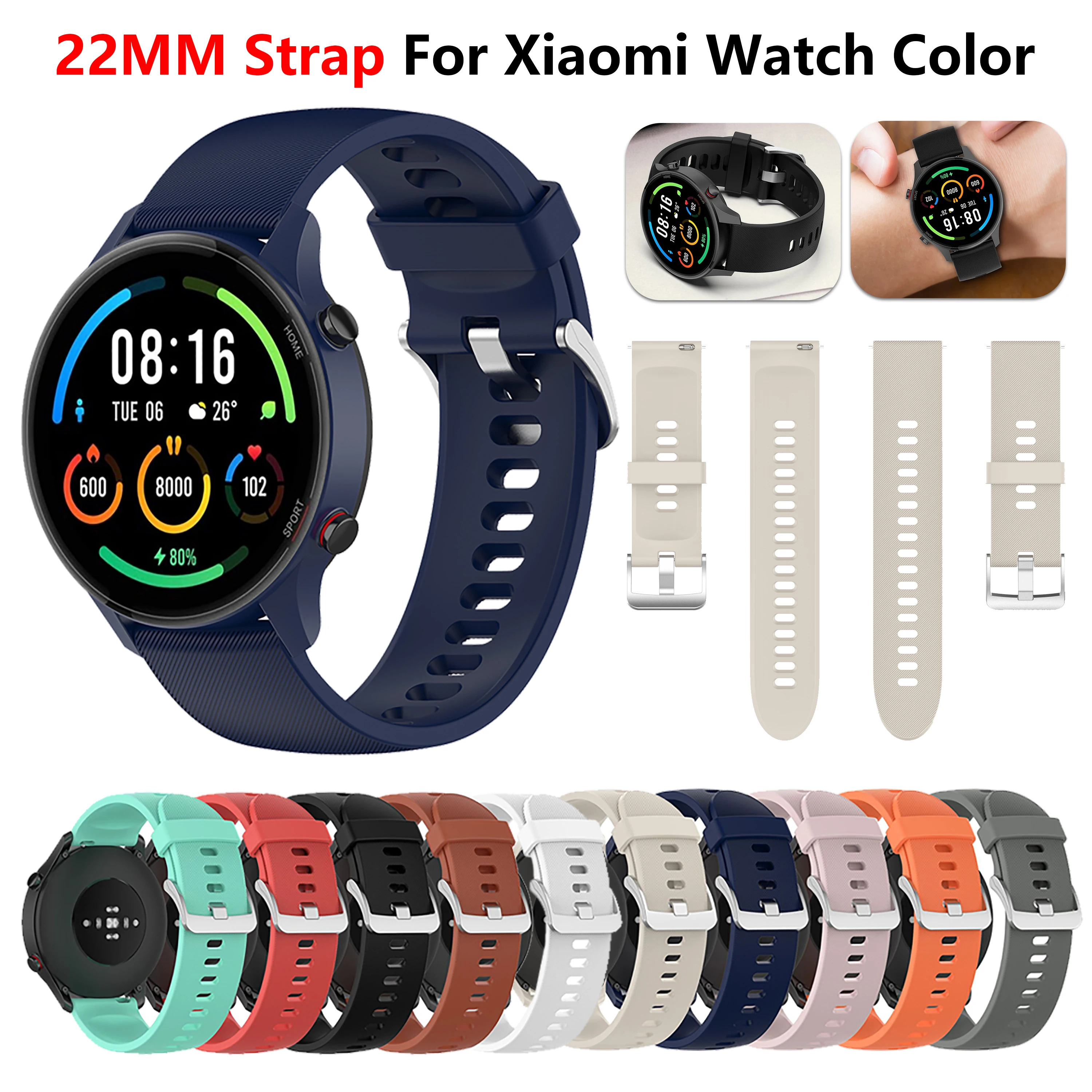 Correa de silicona para Xiaomi Mi Watch, pulsera de repuesto deportiva de Color, 22mm, para Mi Watch S1/S1 Pro /S1 tive/S2