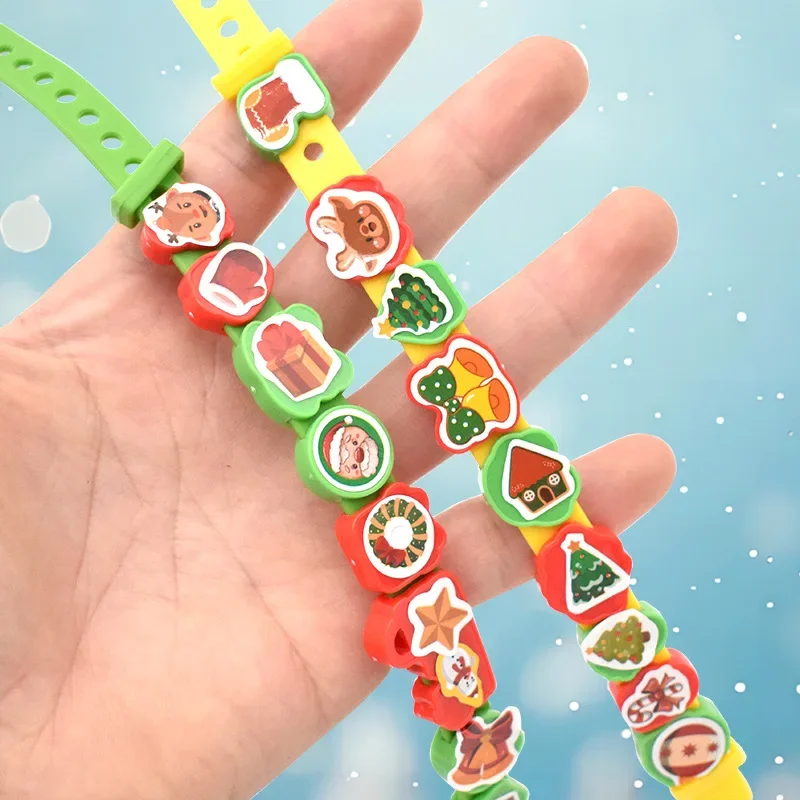 Erwachsene Kinder gedruckt Cartoon Muster Gummi Armband Weihnachts feier Geschenk Weihnachten Silikon Armband