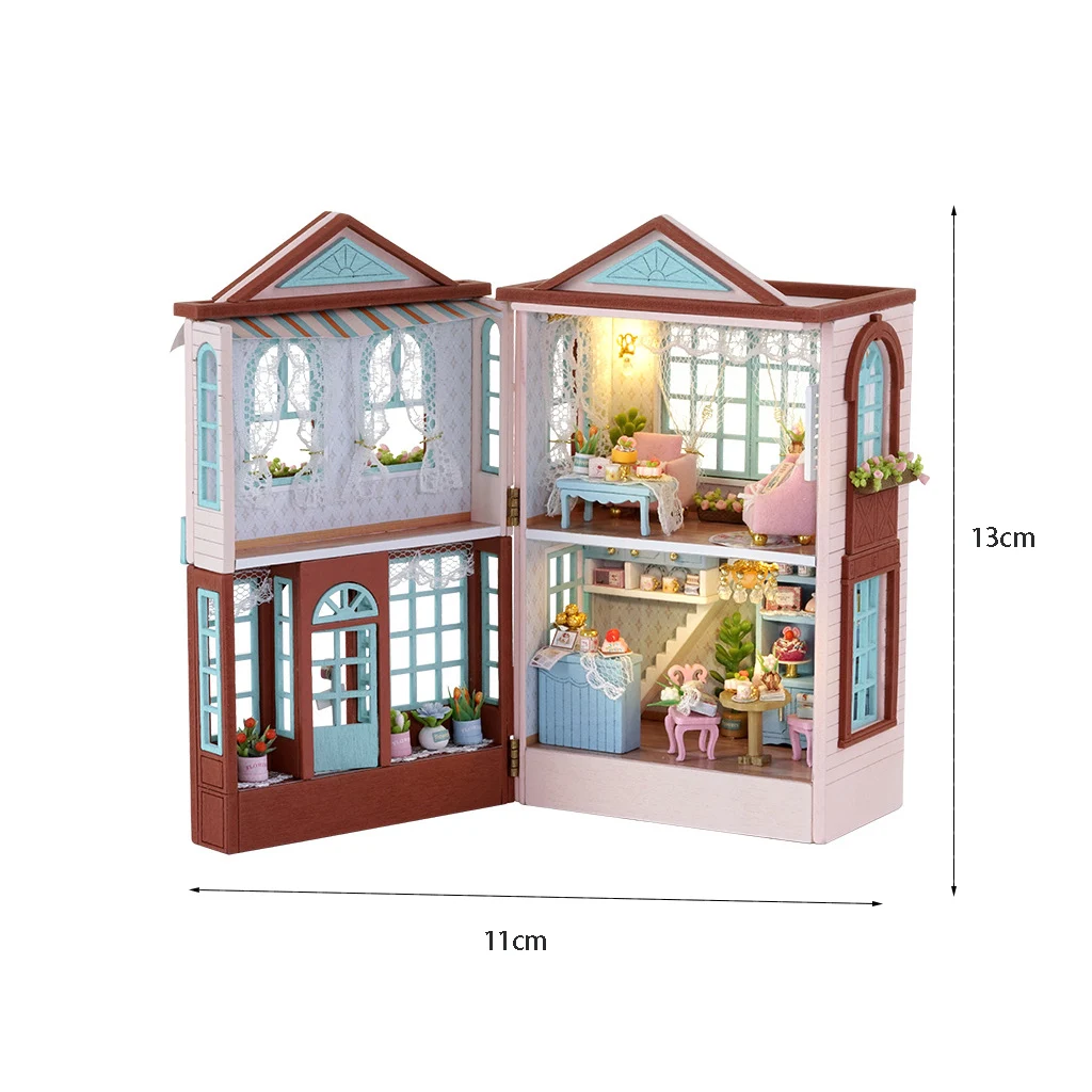 مجموعة أدوات بيت الدمى الخشبي القابلة للفتح من OUZEY - نموذج مصغر "سلسلة منزلية صغيرة" مع أثاث، هدية إبداعية للفتيات #2