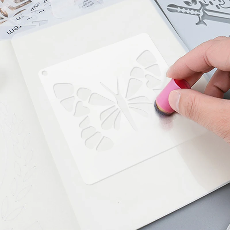 YOMDID 25pcs Butterfly Series Painting Template Hollowed Pattern DIY Drawing Tool Coffee Biscuit Decor Mold Art Supplies Stencil