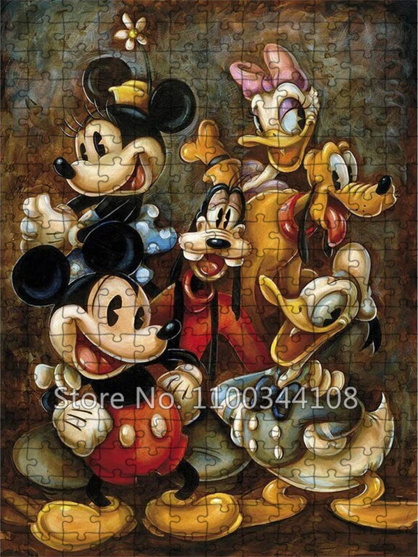 Disney Princess Jigsaw Puzzles Mickey Mouse and Donald Duck Wooden Puzzle for Adult Decompression Toys DIY Children Family Games