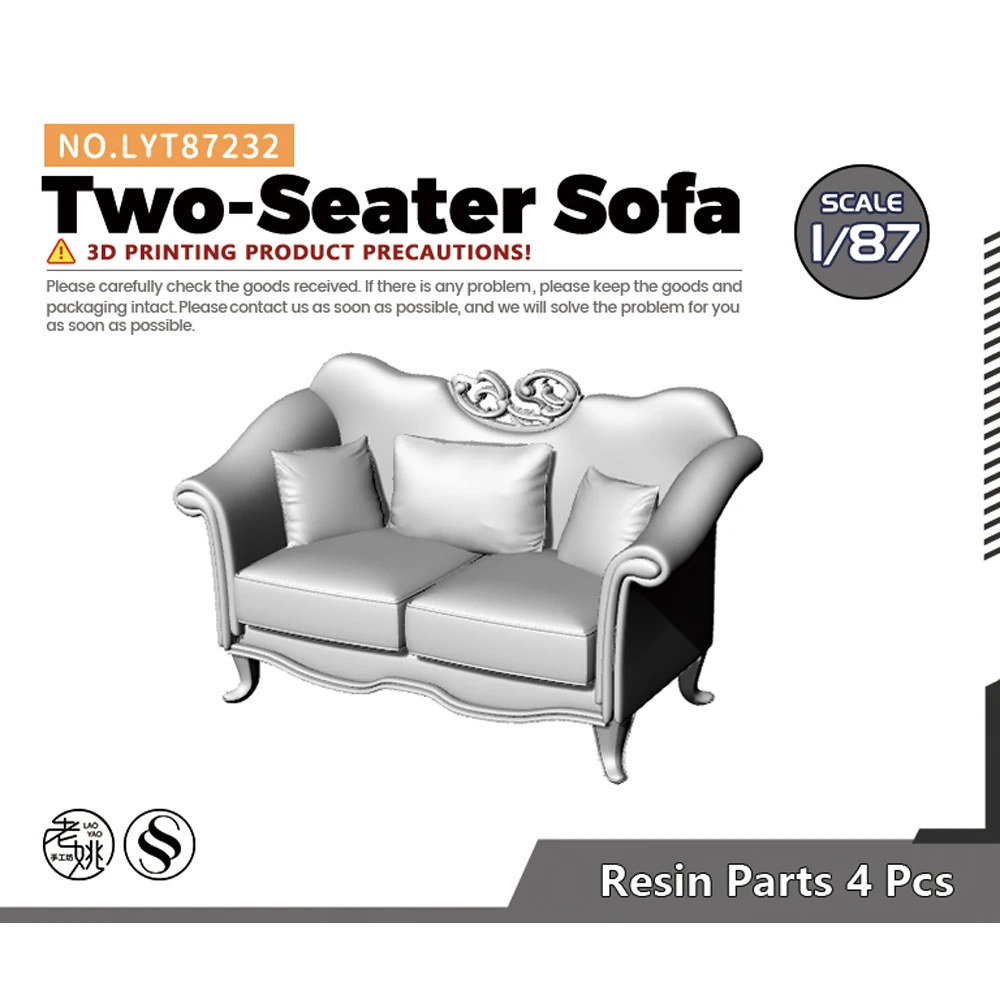 Yao's Studio 1/87 Scene Model Two-Seater Sofa Seat Furniture 3D Printing Chairs