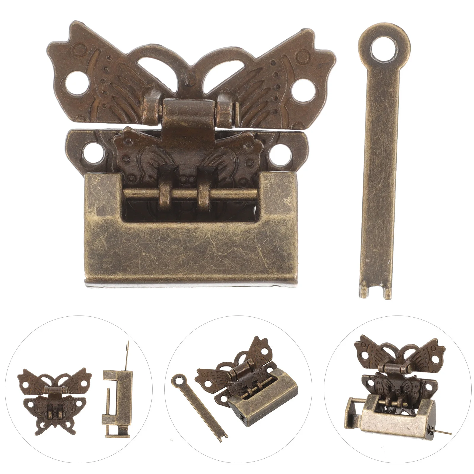

Butterfly Buckle Padlock Vintage Alloy Lock Latch For Jewelry Box Wooden Case Decorative Hasp Closure Style Mini