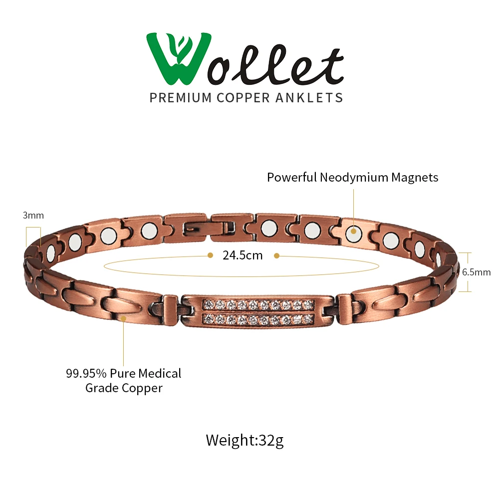 Copper Ankle Bracelet for Women for Arthritis and Joint, Magnetic Therapy Pure 99.99% Solid Copper Lymph Detox Anklet for Ankle