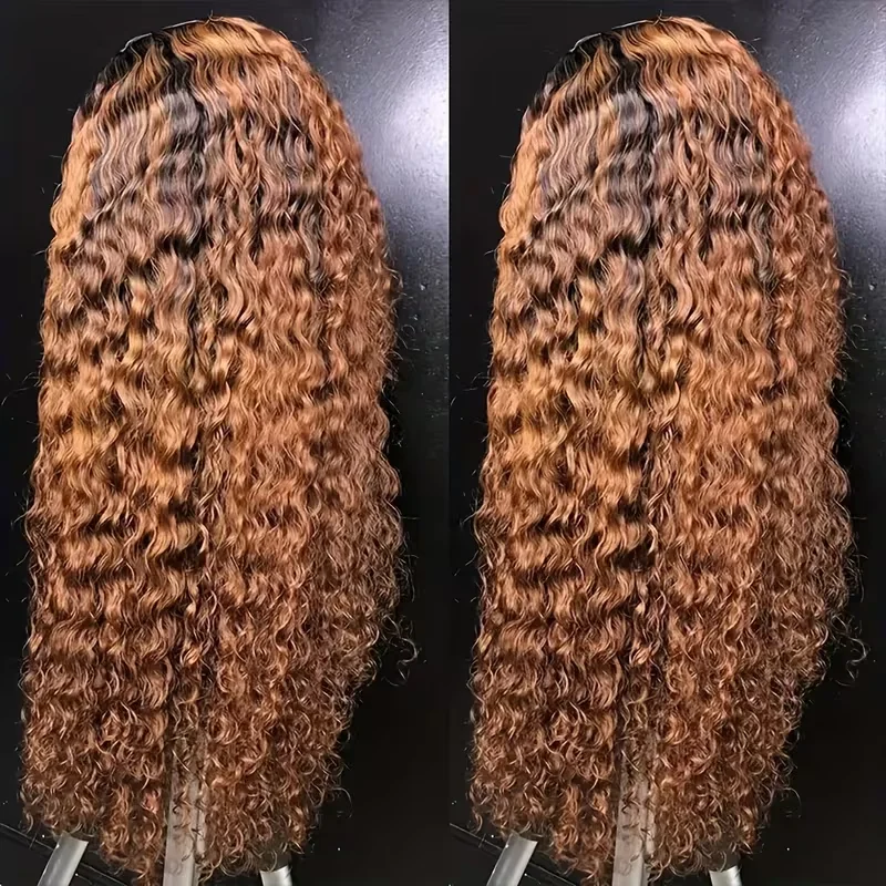 

Парик из натуральных волос Deep Curly 13x4 с прозрачной кружевной передней частью для женщин, с мелированием медово-русого цвета, предварительно выщипанный, с мягкими кудрями, кружевной фронтальный парик.