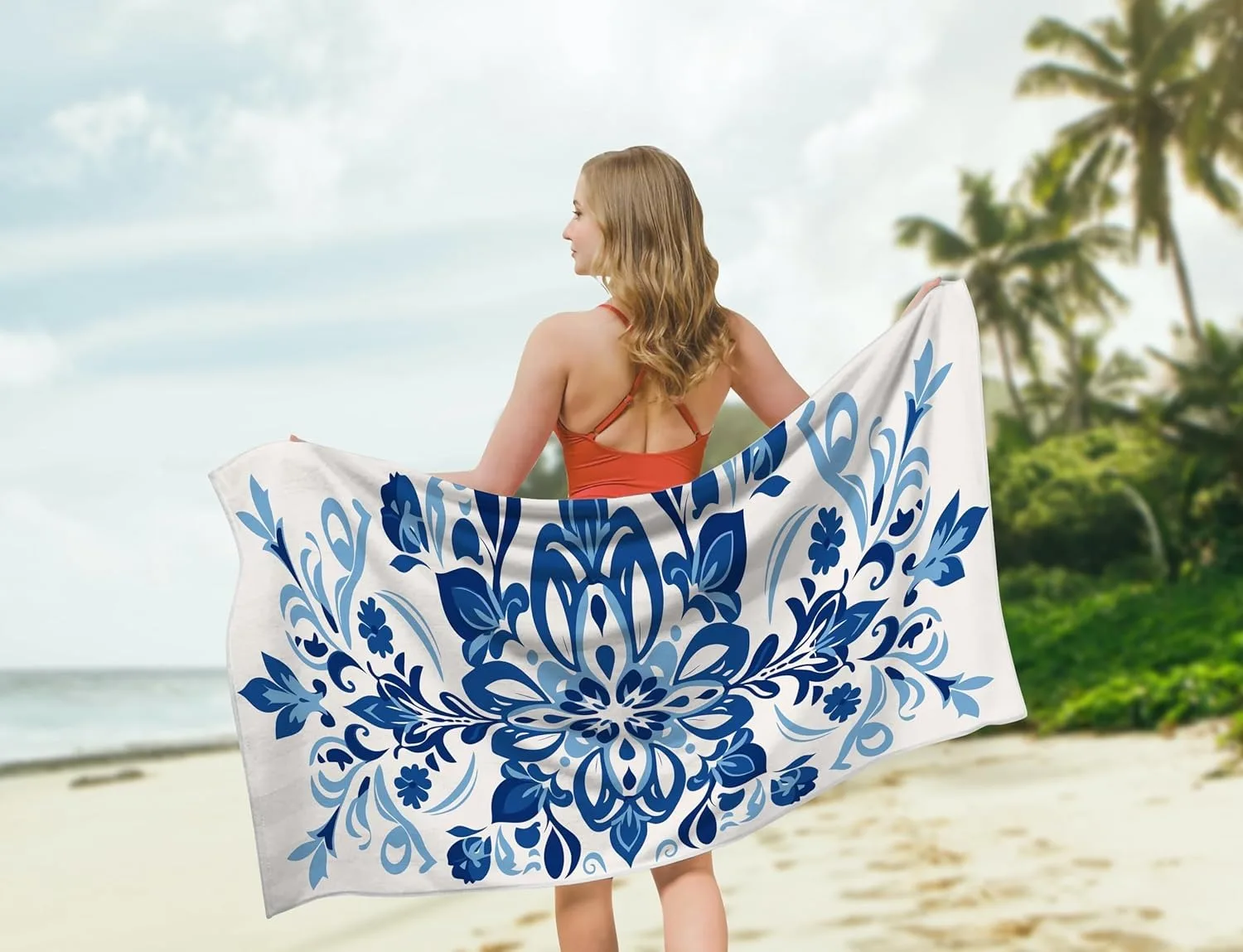 Lines Flower Design Beach Towel for Family stuffs friend Gifts Quick-Dry For Bath Yoga Tourism Beach GYM Camping Swimming towel