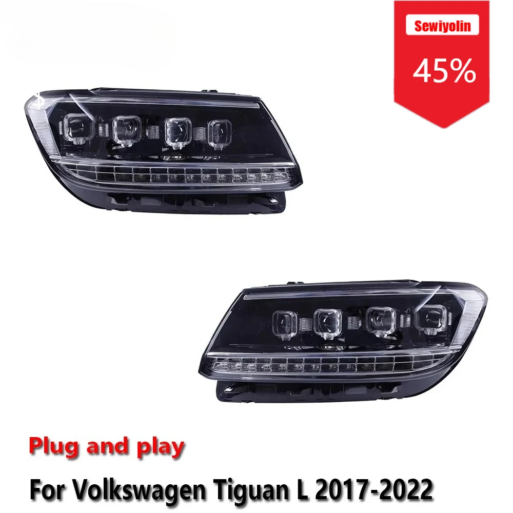 

Sewiyolin Car LED Headlight Assemblies For Volkswagen Tiguan L 2017-2022 Fog DRL Brake Turn Signal Lamp Plug and Play