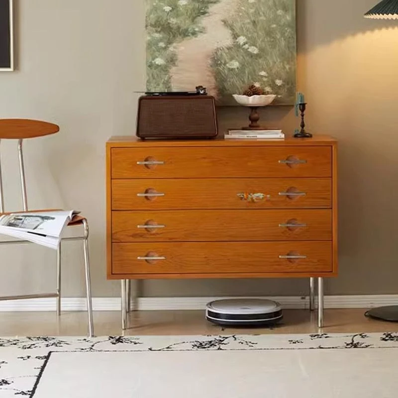 다층 서랍장, 서랍장, 복고풍 가정용 스테인리스 스틸 수납장, 벽에 붙는 사이드 캐비닛