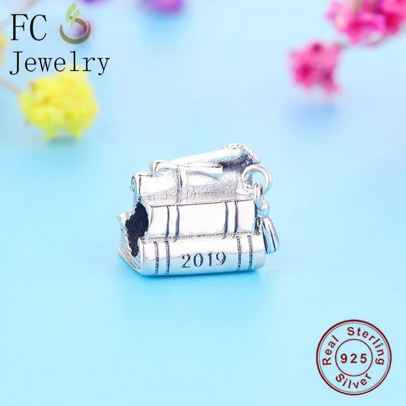 FC Jewelry Fit Original Brand Charm Bracelet 100% 925 Silver Book Degree Hat Beads For Making Women Graduation 2024 Berloque DIY