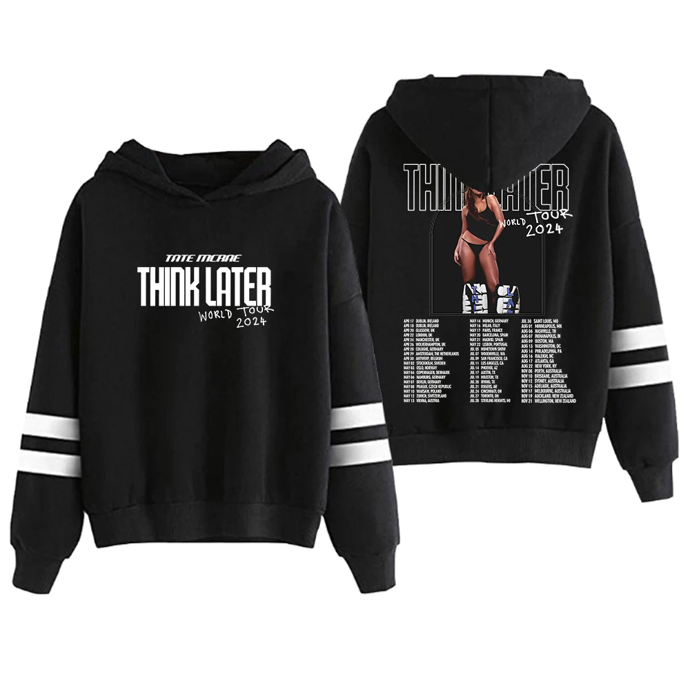 

Tate McRae Thinkg Later World Tour 2024 Hoodie Pocketless Parallel Bars Sleeve Streetwear Men Women Sweatshirt Hip Hop Clothes