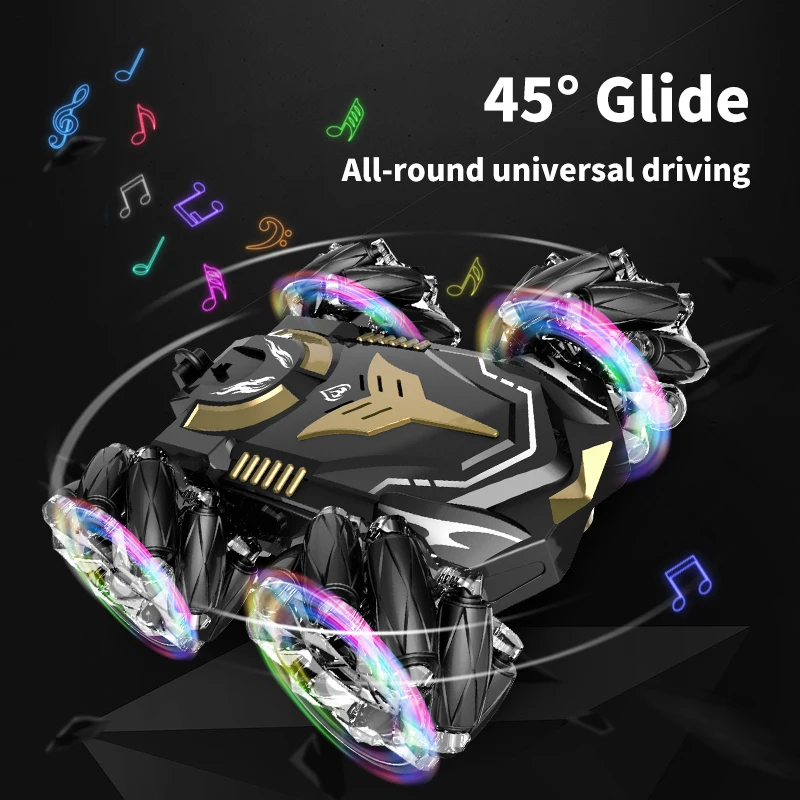 Carro dublê RC Twist com luz e música Brinquedo dublê de condução rolante dupla face para crianças