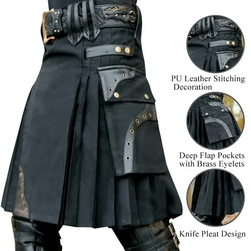 Kilt tradicional escocês masculino, saia retrô clássica de metal, quilts de personalidade, padrão em cheque, plus 5XL, novo, 2022