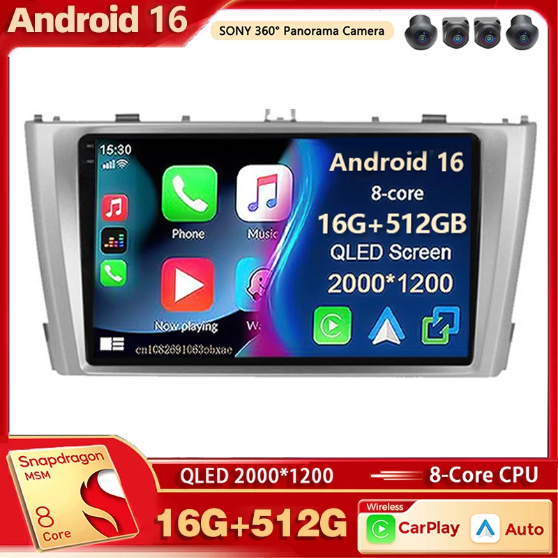 Android 16 Qualcomm Car Radio Multimedia Player For Toyota Avensis T27 2009 - 2015 Auto Carplay Car Stereo DSP Ai Voice 2 Din BT