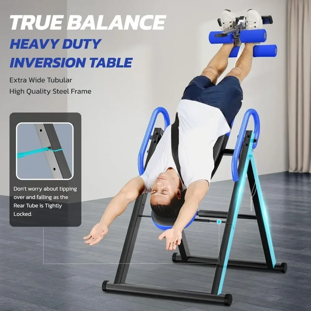 Gravity Heavy Duty Inversion Table With Headrest & Adjustable Protective Belt Back Stretcher Machine For Pain Relief Therapy