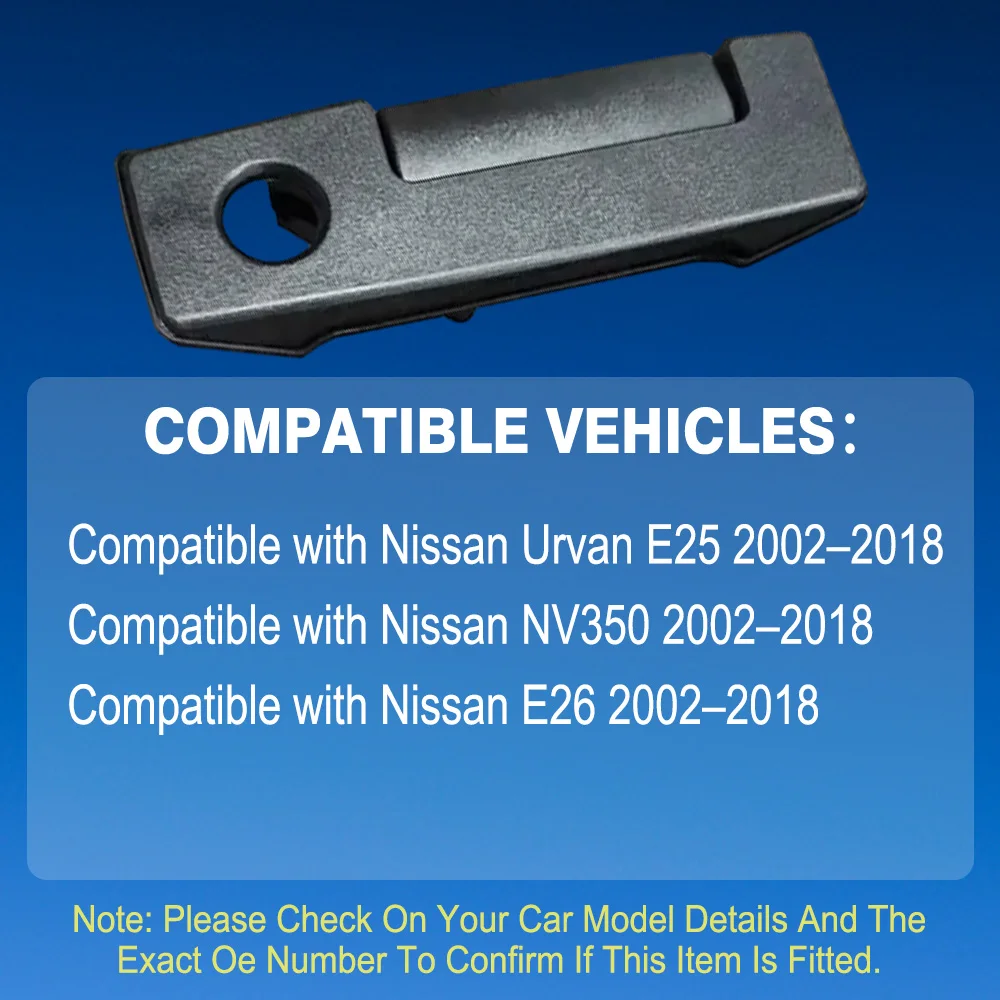 Manija de Puerta Corredera para Nissan Urvan E25 NV350 E26 2002-2018 80607-VW000 82607-VX70A, Plástico Negro, Izquierda/Derecha
