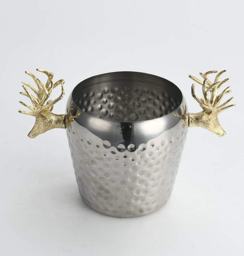 &c Creative Golden Deer Metal Red Wine Barrel High Quality Iced Beer Cooler Stainless Steel Ice Bucket Kitchen Home Decor