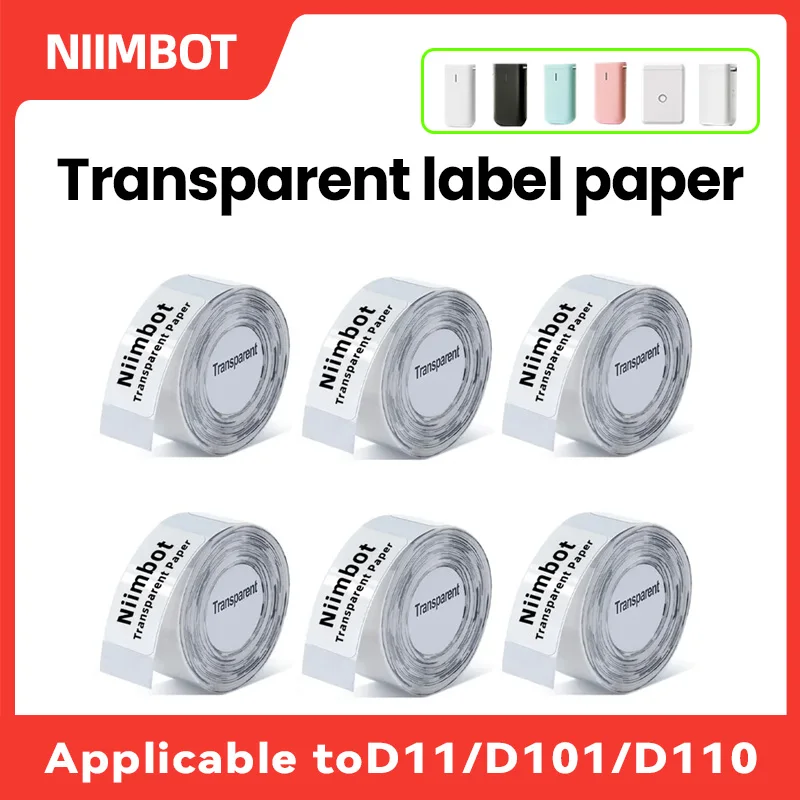 Niimbot D101 D11 D110 Transparent Label Printing Paper Adhesive Name Tag Sticker Books Stationery Marking Labels Etiquetas Papel