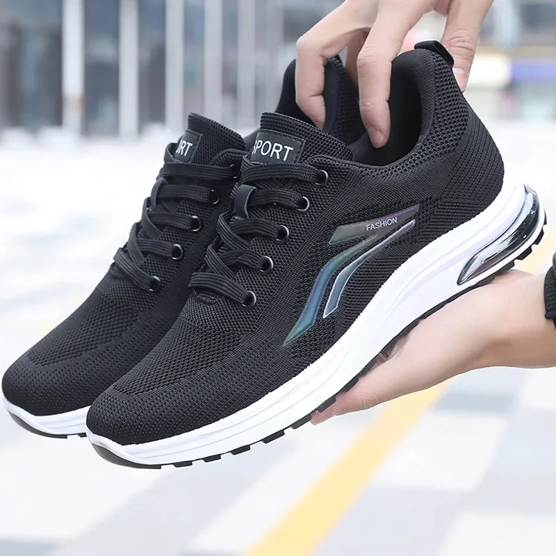 

Новинка лета 2024, мужская повседневная обувь, дышащая спортивная обувь с тканой сеткой, легкие кроссовки на мягкой подошве, мужская обувь