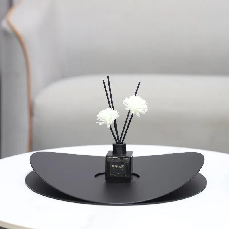 Creative geometric metal double opening tray storage tray ornament living room bedroom TV cabinet home decoration