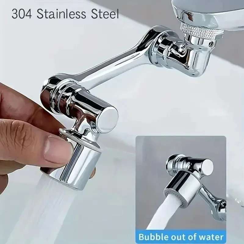 2pcs Faucet Extender - Alloy Robotic Arm Design, 1080° Full Rotation, Universal Fit for Bathroom Sinks, Leak-Proof Seal, Easy In