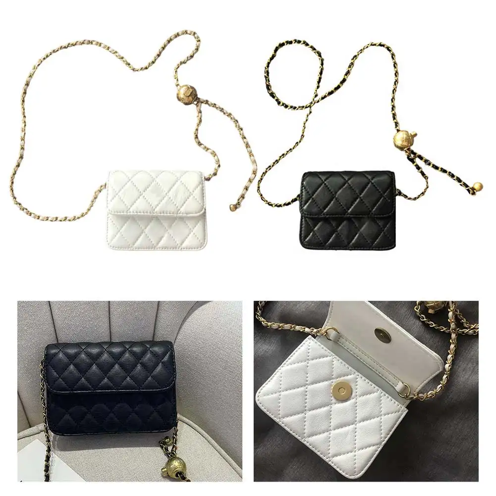 

Элегантная кожаная поясная сумка с цепочкой, женская модная нагрудная сумка, мини-кошелек для монет, вечерний клатч Y2k, поясная сумка, слинг, повседневный кошелек