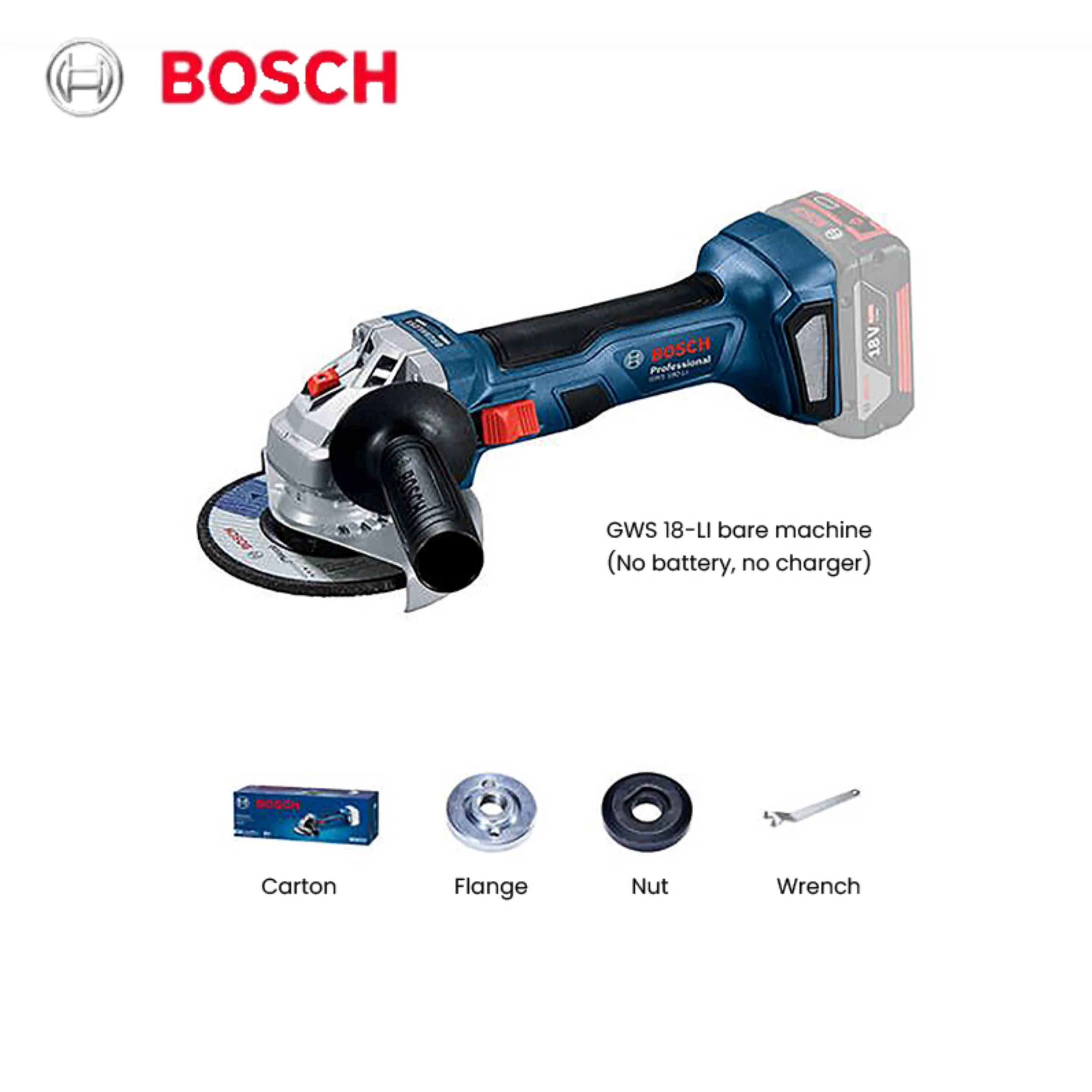 

Беспроводная угловая шлифовальная машина Bosch GWS 180, ручная Беспроводная шлифовальная машина для резки и полировки металла