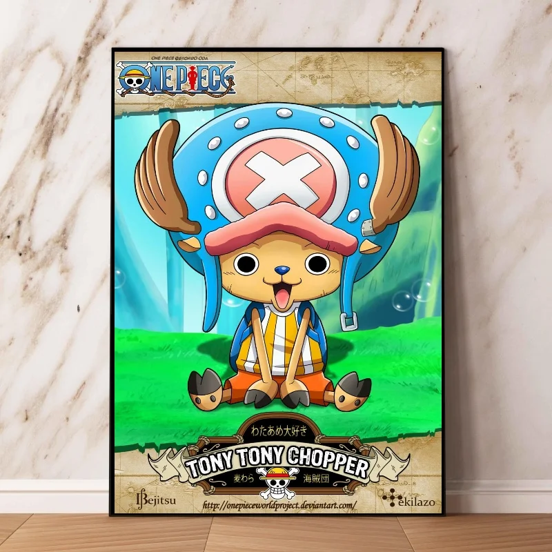 One Piece Anime Wall Art - Luffy, Zoro, Hancock, Chopper Character Poster Set for Bedroom & Dorm Decor