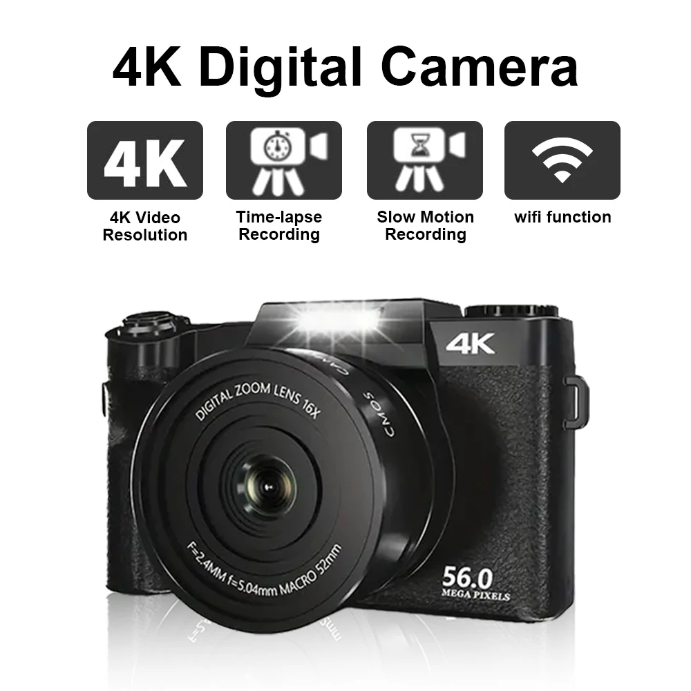 4K Video Camera 48MP HD Digital Camcorder 16X igital Zoom Digital Recorder 3 Inch IPS Screen  Digital Photography Camera