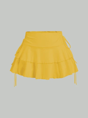 Faldas cortas de mujer europea y americana para primavera, verano y otoño, medias faldas informales y de moda de seda de leche