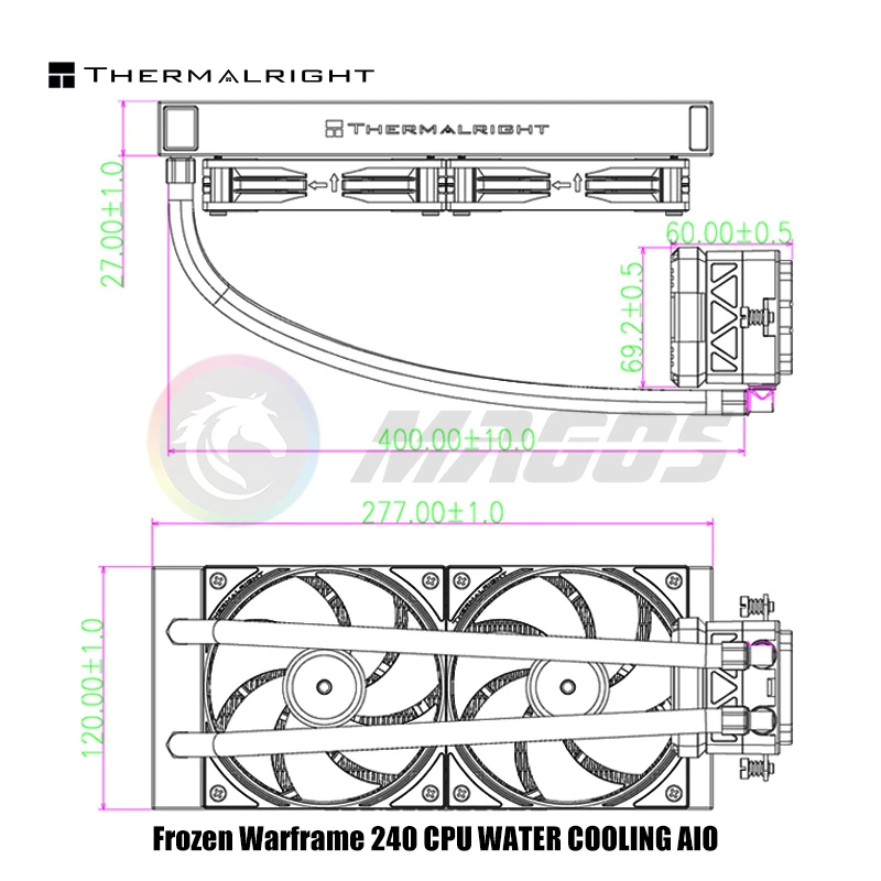 Imagem -02 - Thermalright-watercooler Thermalright com Tela de Monitoramento Cpu Intel 240 Preto e Branco Argb 5v 1851 1700 Am5 Am4 Mais 24