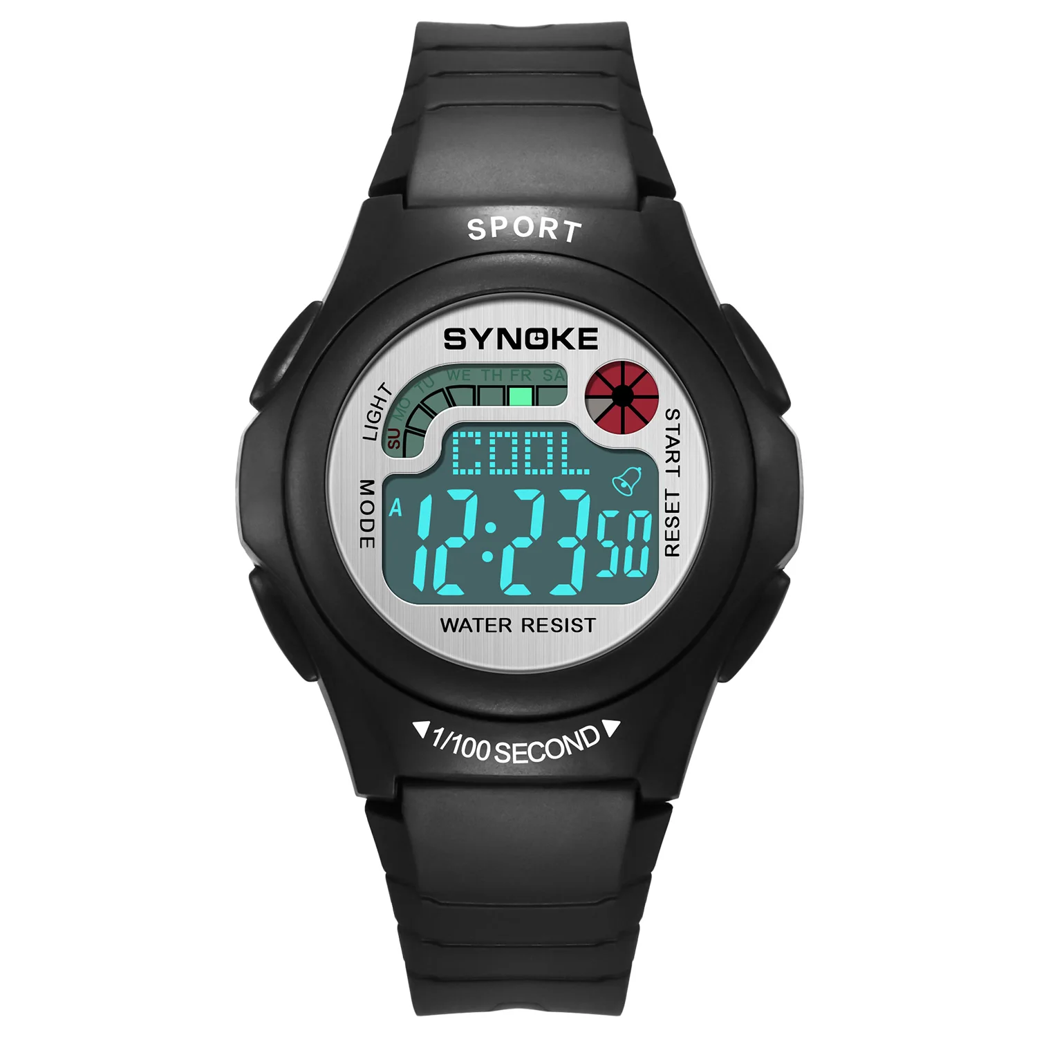 

SYNOKE Multifunctional Sports Waterproof Square Watch, Luminous Swimming LCD Men's Watch