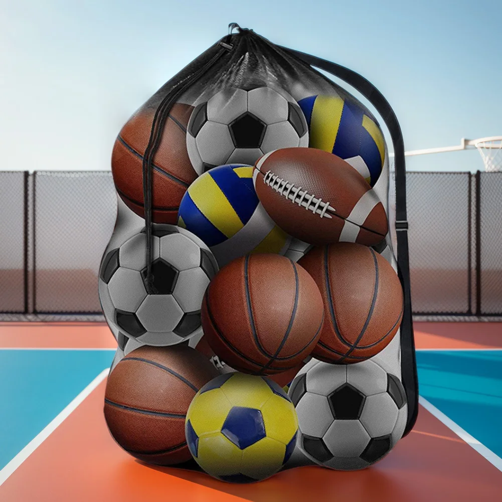 特大スポーツボールバッグ高耐久巾着バッグメッシュサッカーボールバッグ収納袋バスケットボールバレーボール用