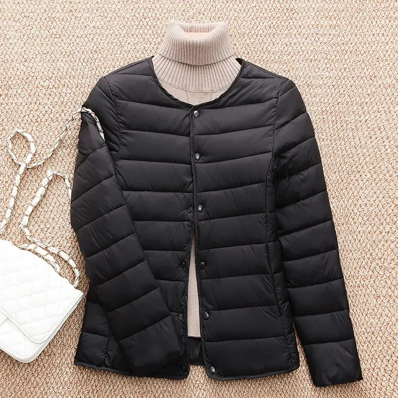 Cotton Padded Parkas Coat Round Neck Ladies Fall/Winter 2024New Light Down Jacket Women's Inner Liner Short Outerwear Joker Tops