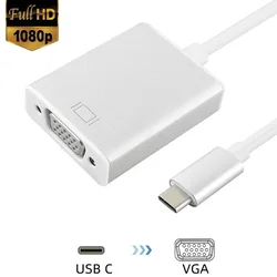 USB C Thunderbolt3 do Adapter VGA typu C męski do D-SUB15Pin konwerter kabla żeńskiego do laptopa chromebooka Monitor do komputera projektora