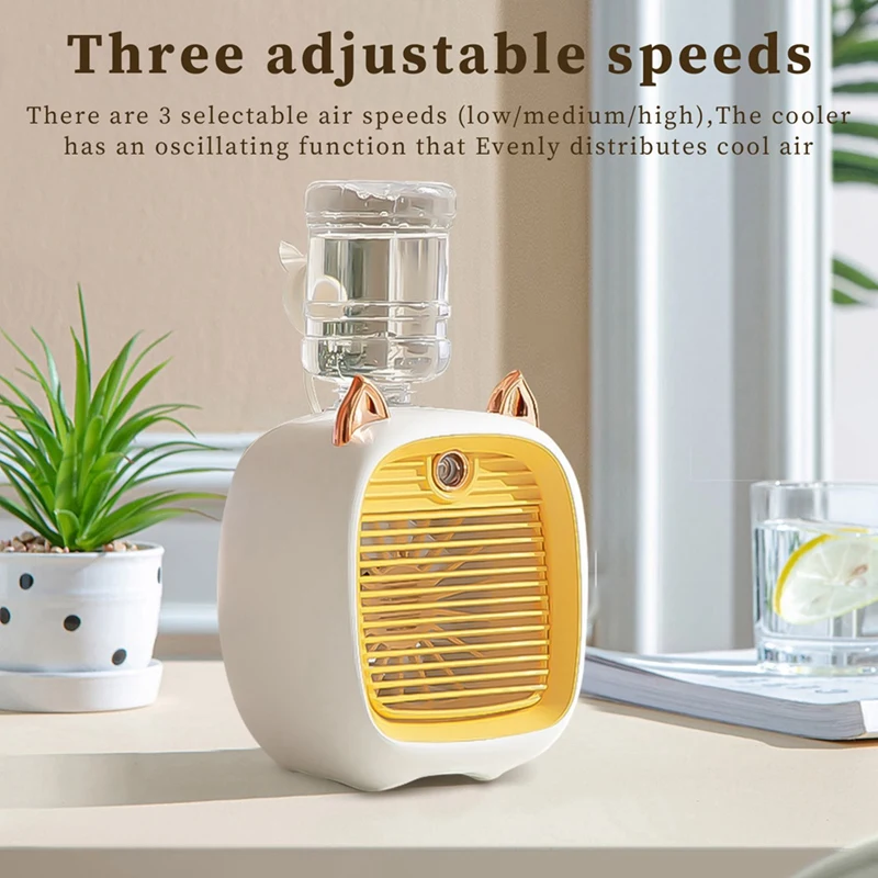 1200Mah Mini Air Conditioner Portable Desktop Fan Humidifier Purifier 3 Speed 2 Mode Spray USB Table Fan Car Home